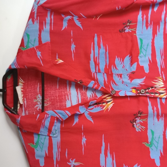 Vintage Kennington California Hawaiian Button Up Shirt Red & Blue Mens Large - Picture 2 of 10